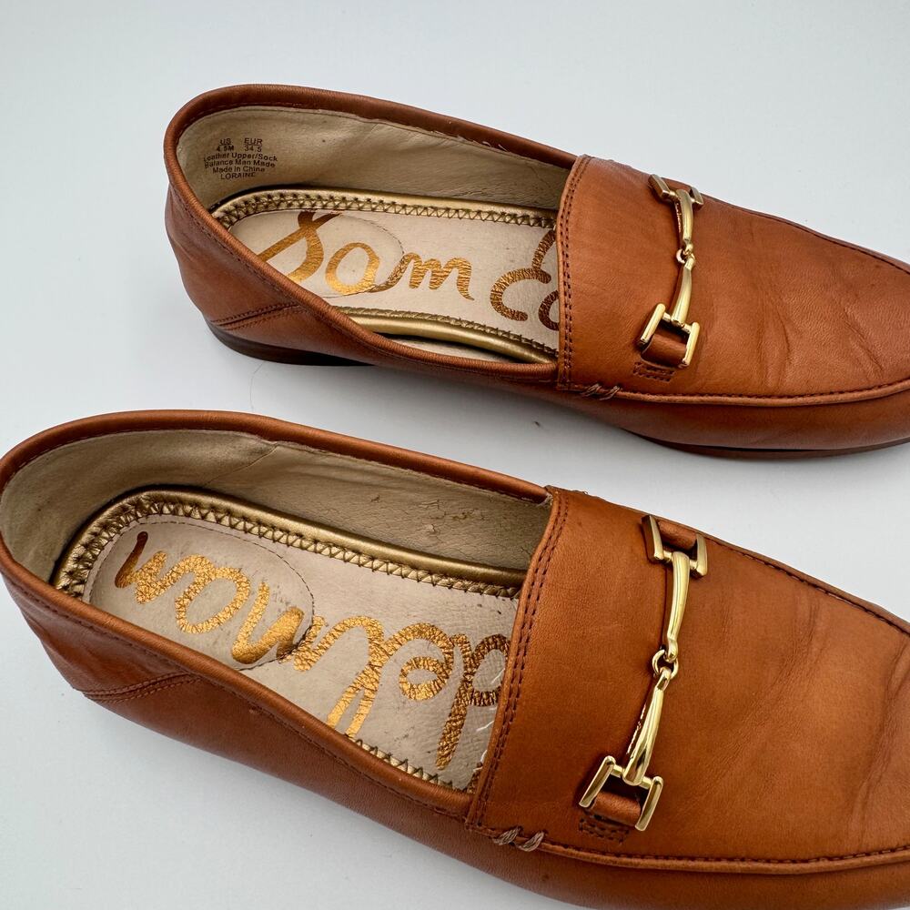 Sam Edelman Loraine Horsebit Loafer Saddle Tan Leather 4.5 EU 34.5 Old Money - Picture 4 of 16